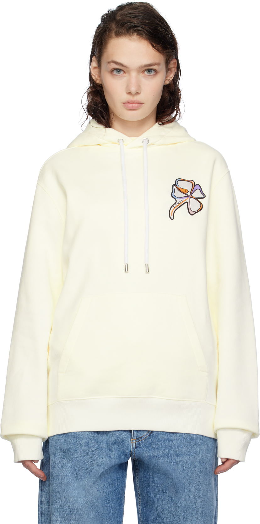 Pulover LANVIN Clover Snake Patch Hoodie Bela | RU-HO0001-J156-H24