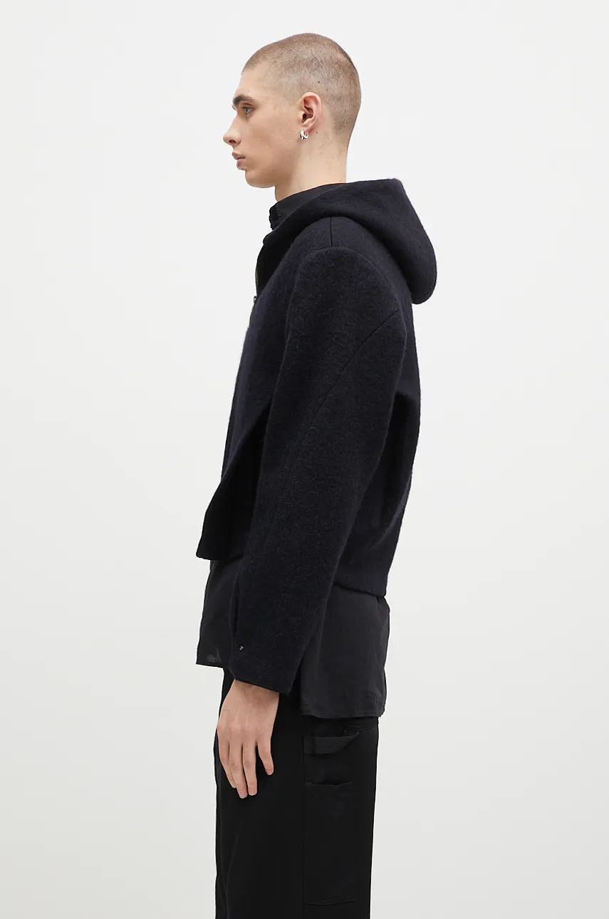 Pulover ADER ERROR Oversize Wool Blend Cropped Hoodie Črna | BN01FWJK1301BK, 1