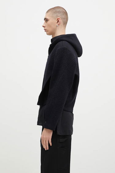 Pulover ADER ERROR Oversize Wool Blend Cropped Hoodie Črna | BN01FWJK1301BK, 1