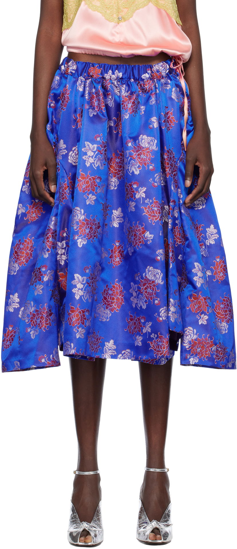 Krila Comme des Garçons Comme des Garçons Jacquard Pattern Midi Skirt Modra | GO-S002-051-1