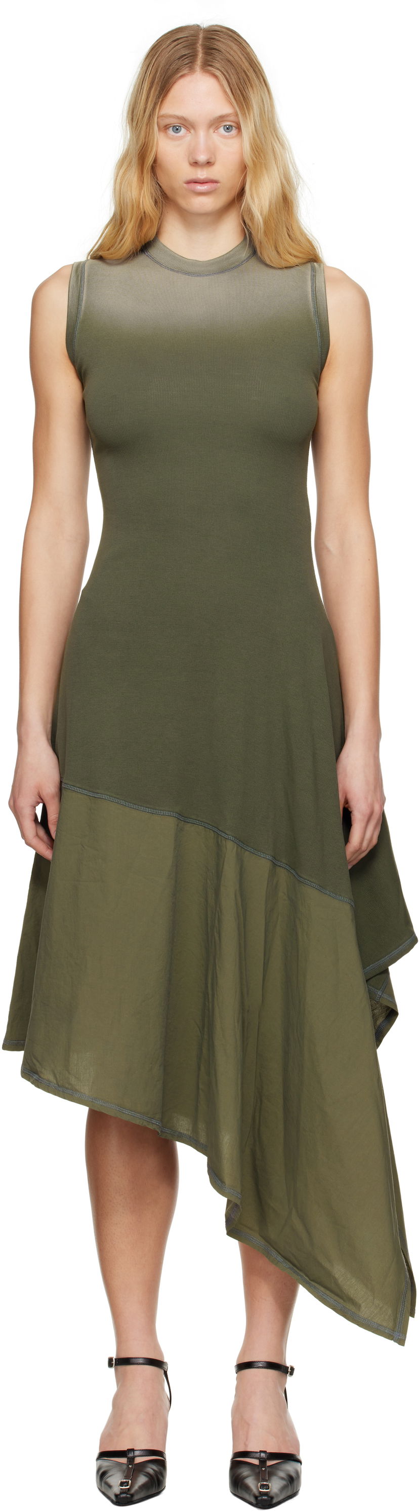 Obleke Diesel Diesel D-Elicy Asymmetrical Midi Dress Zelena | A16590 0NJBC