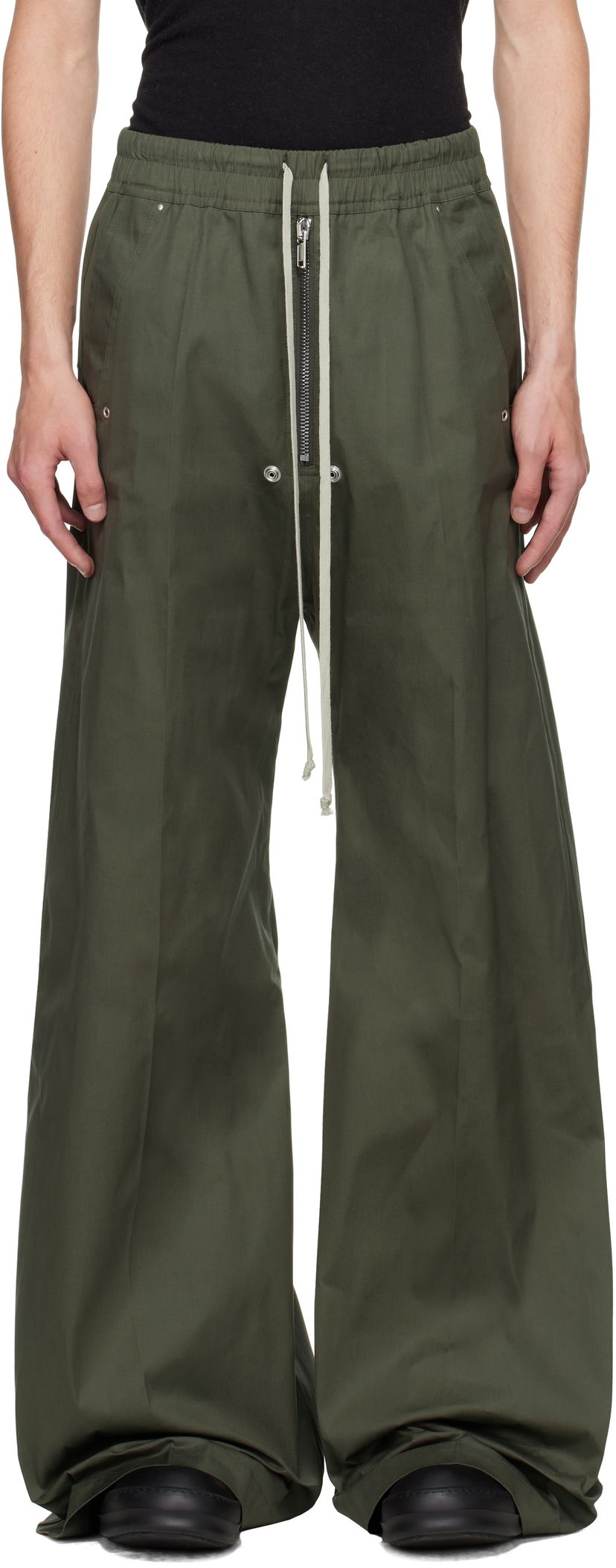 Hlače Rick Owens Rick Owens Concordians Wide Bela Trousers Zelena | RU02E1366 TE
