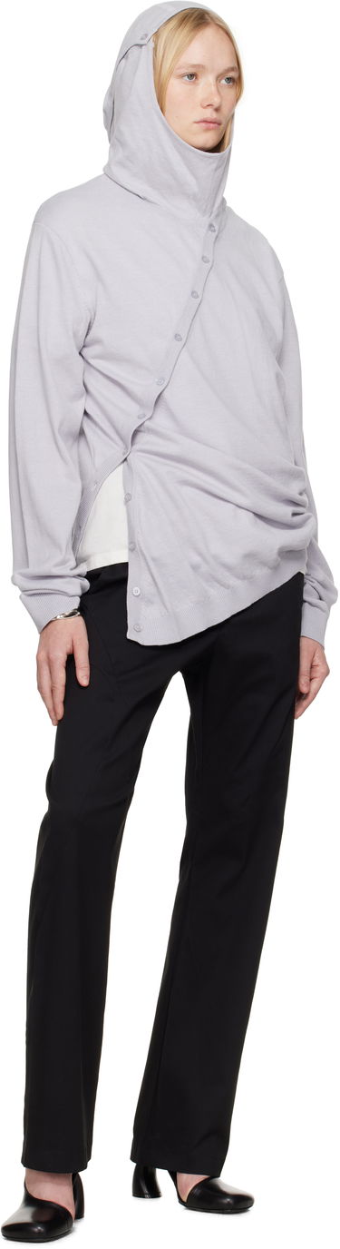 Pleteni pulover Post Archive Faction (PAF) 8.0 Center Knit Hoodie by Post Archive Faction (PAF) Siva | 8.0 KHC-LG, 3