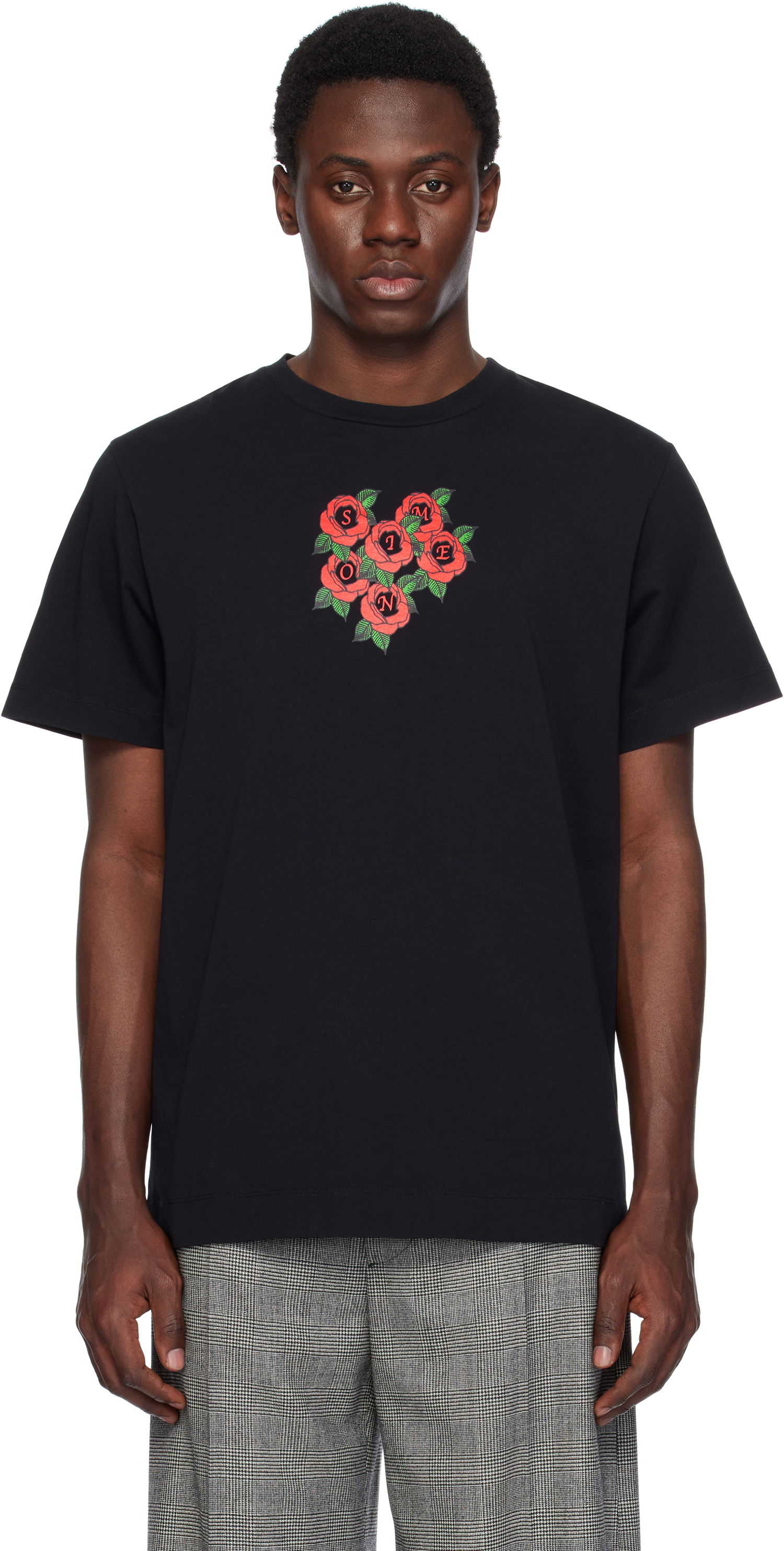Majica Simone Rocha Simone Rocha Cluster Rose Logo Print T-Shirt Črna | 5195P36P37-M 0569, 0