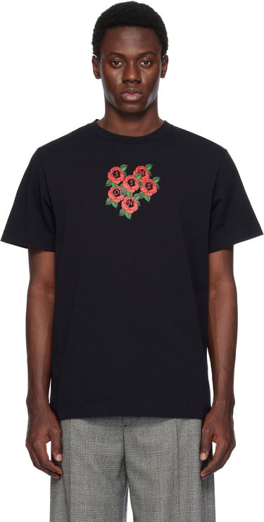 Majica Simone Rocha Simone Rocha Cluster Rose Logo Print T-Shirt Črna | 5195P36P37-M 0569, 0