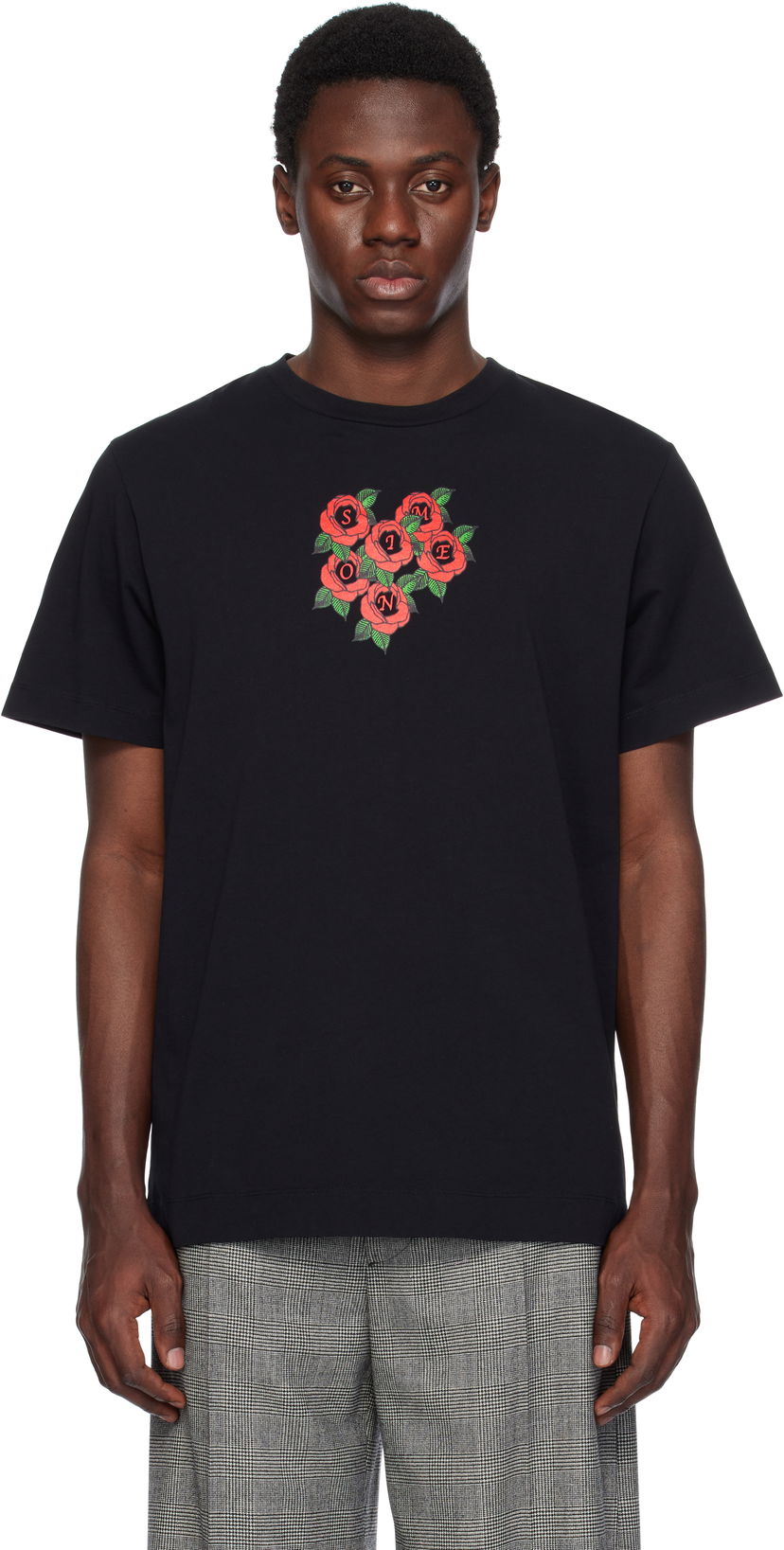 Majica Simone Rocha Simone Rocha Cluster Rose Logo Print T-Shirt Črna | 5195P36P37-M 0569