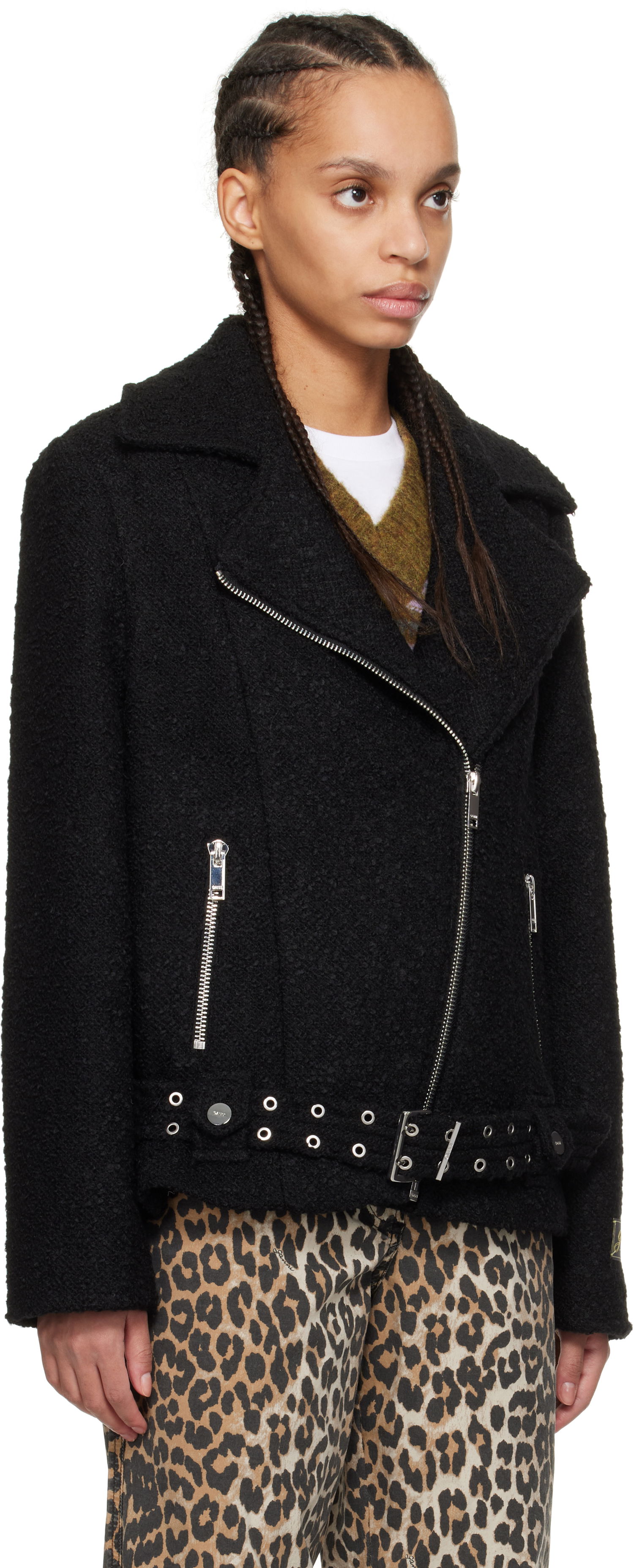 Jakna GANNI GANNI Textured Boucle Wool Jacket Črna | W0026, 1