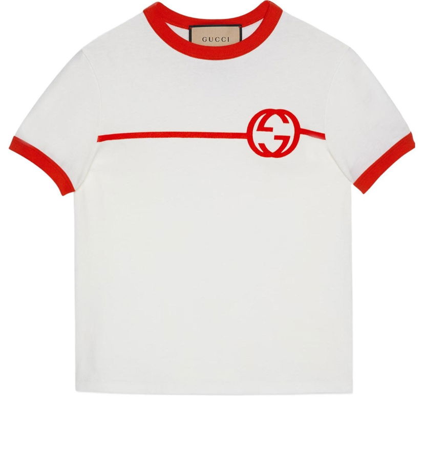 Majica Gucci Cotton Jersey T-Shirt with Interlocking G Print Bela | 723566-XJF74-9095