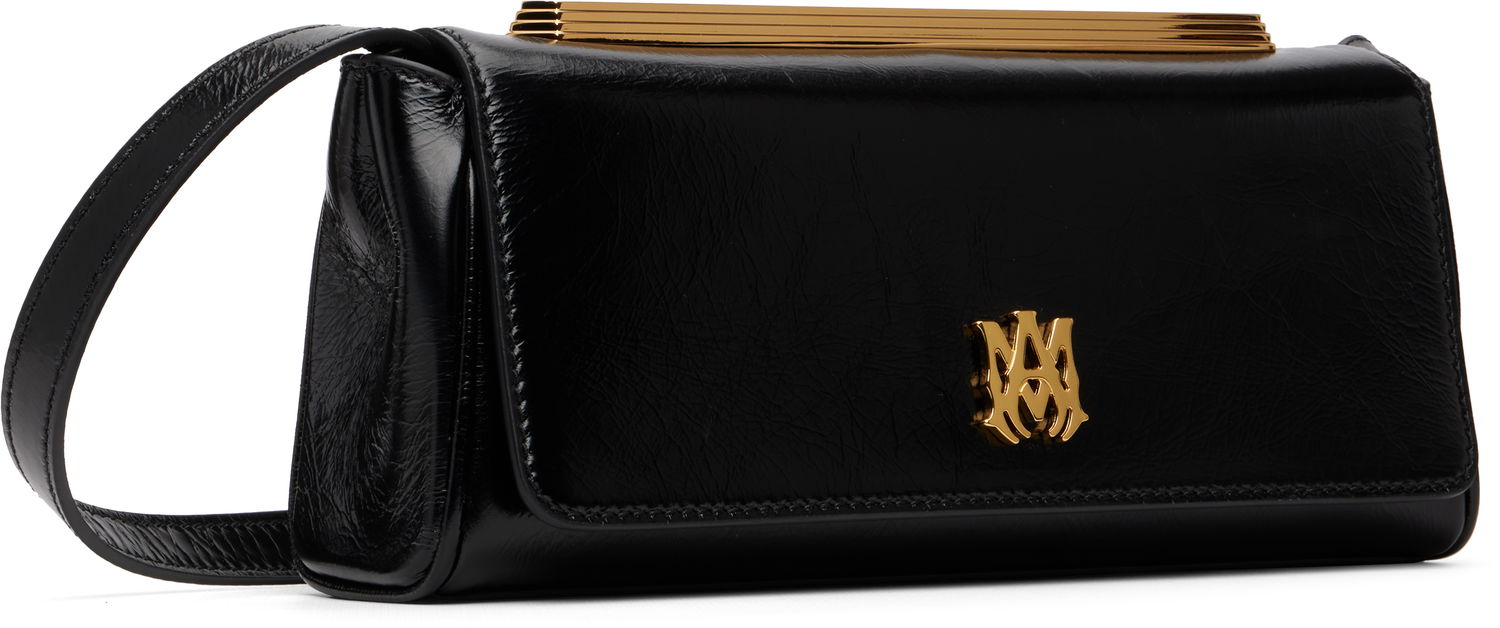 Torbica AMIRI Leather 'MA' Gold-Tone Frame Clutch Črna | AWBGCH1005, 1