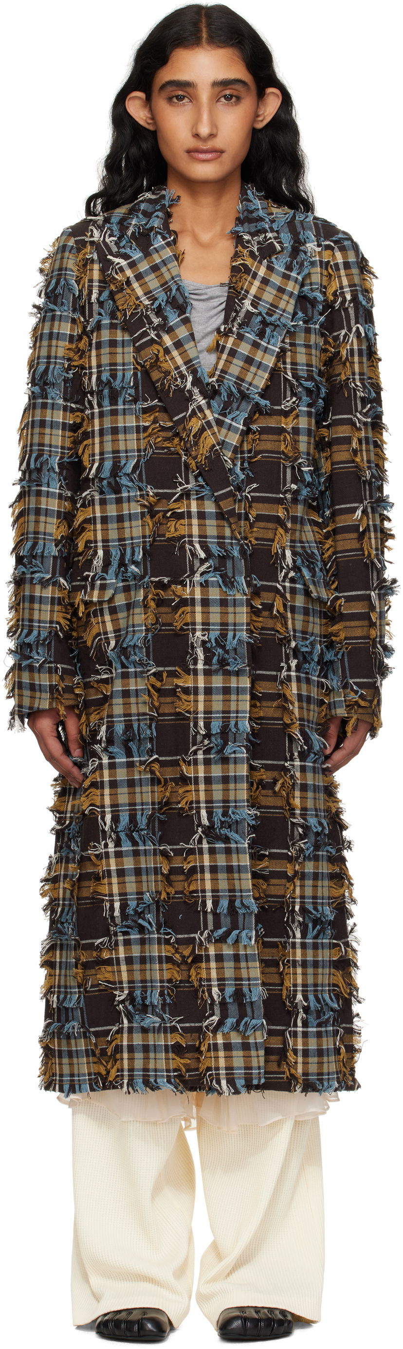 Plašči Collina Strada Collina Strada Wolverine Plaid Frayed Coat Večbarvna | XX5217-B