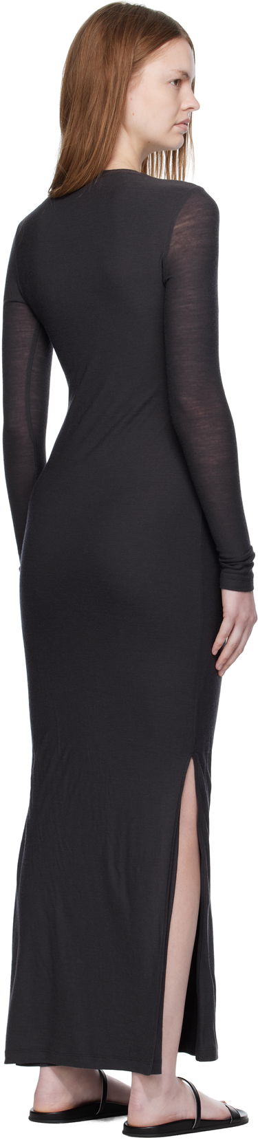 Obleke Nanushka Nanushka Linora Draped Wool Jersey Maxi Dress Črna | NW25PFDR10792, 2