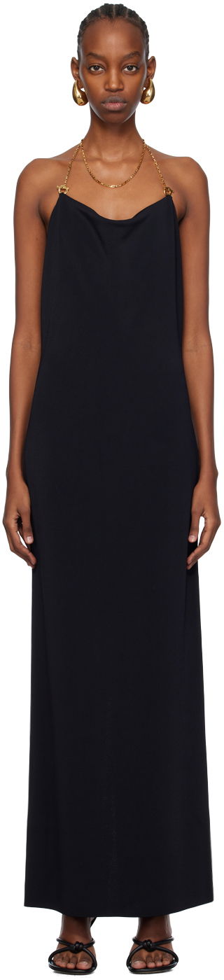 Obleke Bottega Veneta Chain Midi Dress Črna | 776145 V3O30