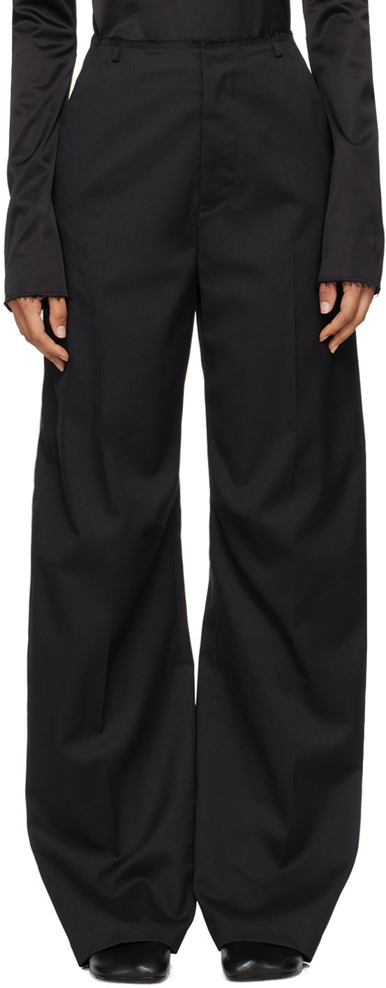 Hlače Maison Margiela MM6 Black Raw Edge Trousers Črna | S62KB0211 M35227