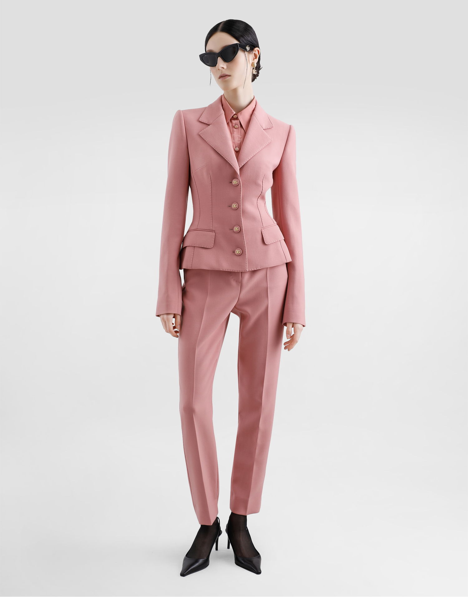 Jakna Dolce & Gabbana Dolce & Gabbana Single-Breasted Wool Crepe Dolce Jacket Roza | F27DSTFU2L8F0473, 1