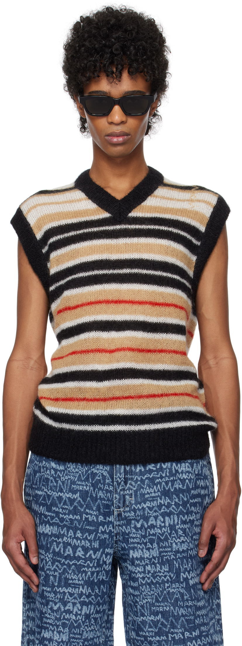 Pleteni pulover Marni Marni Striped Fuzzy Vest Večbarvna | CVMG0136Q0 UFU178