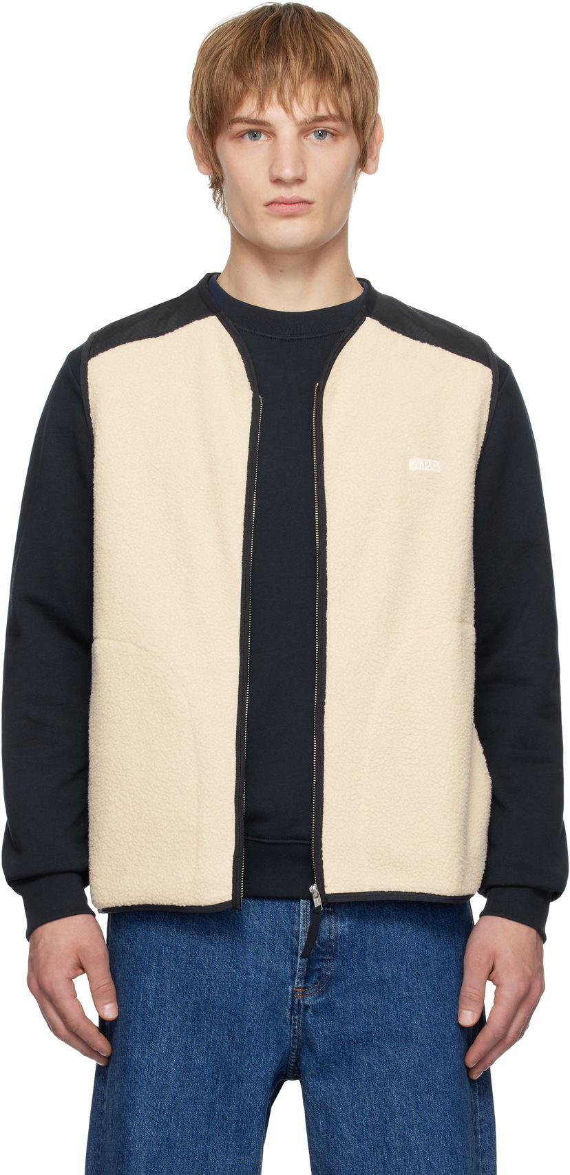 Telovnik A.P.C. Fleece & Nylon Panel Vest Bež | PSAIF-M32006