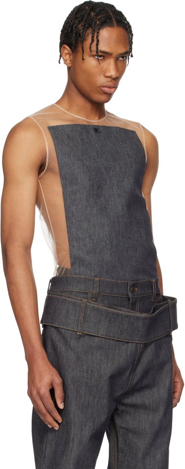Majica brez rokavov Courrèges Courrèges Illusion Square Denim Tank Top Bež | 125JDE092DE0035, 1