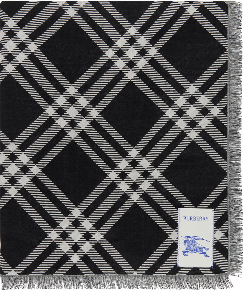 Šala Burberry Burberry Wide Check Wool Silk Scarf Črna | 8110162