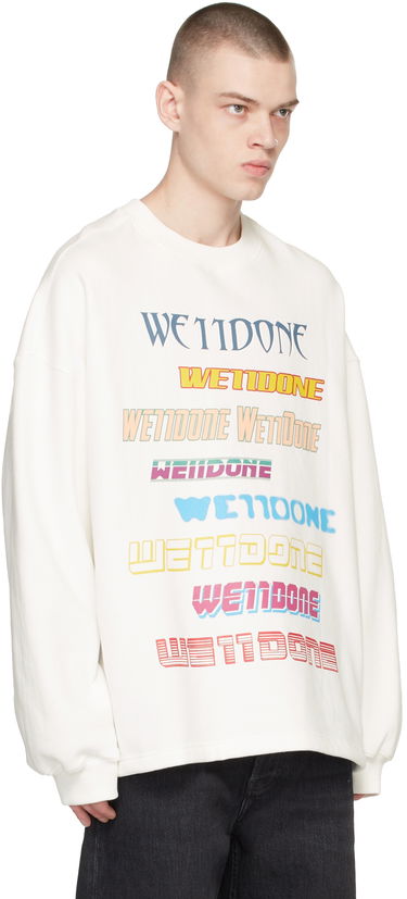 Pulover We11done We11done Printed Sweatshirt Bela | WD-TP5-19-114-U-WH, 4
