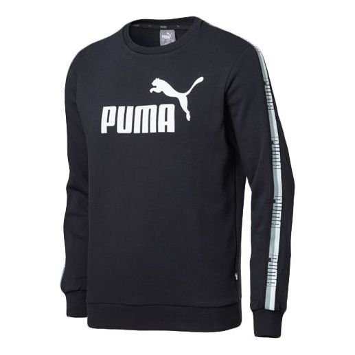 Pleteni pulover Puma Crew Neck Sweatshirt with Logo Print Črna | 853354-01