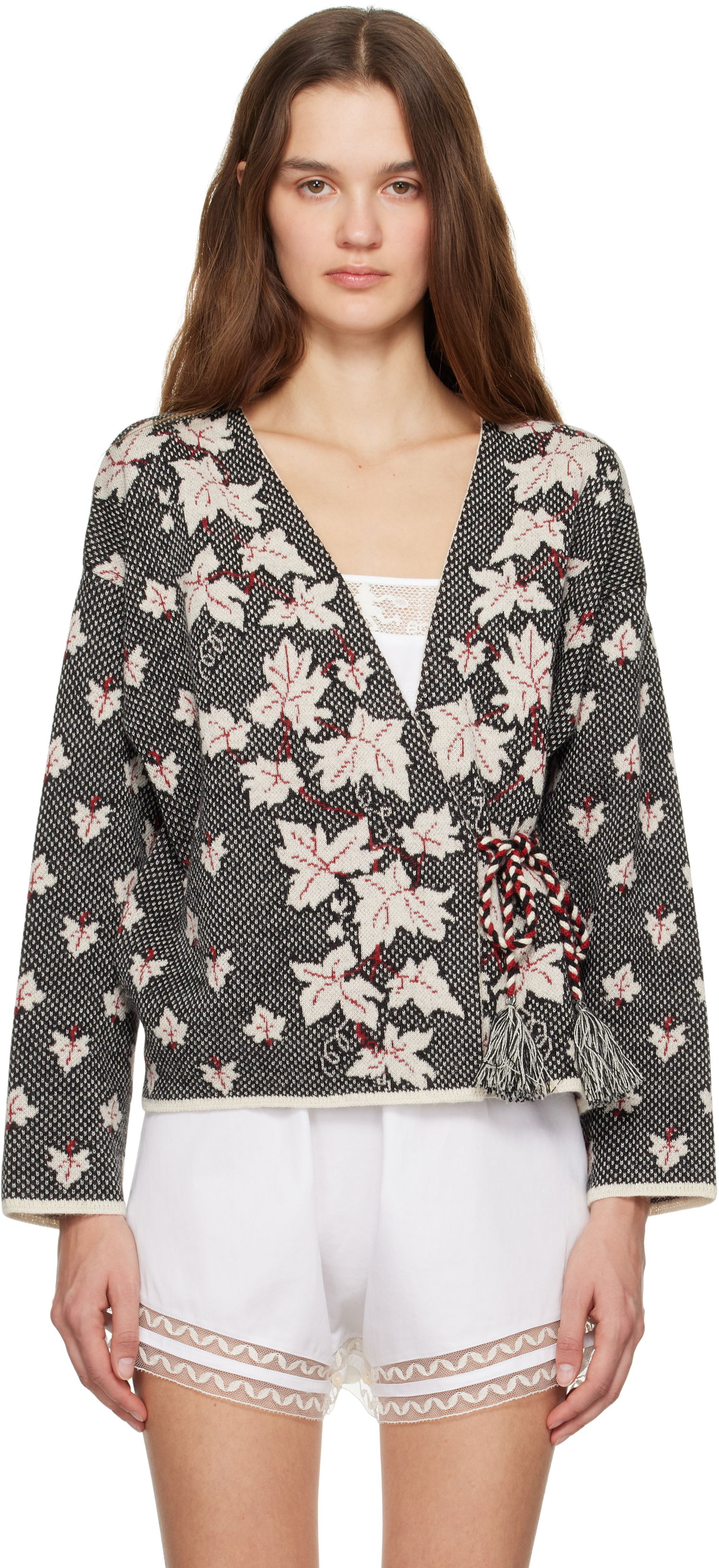 Pleteni pulover Bode Maple Jacquard Cardigan Črna | WRF24KT008, 0