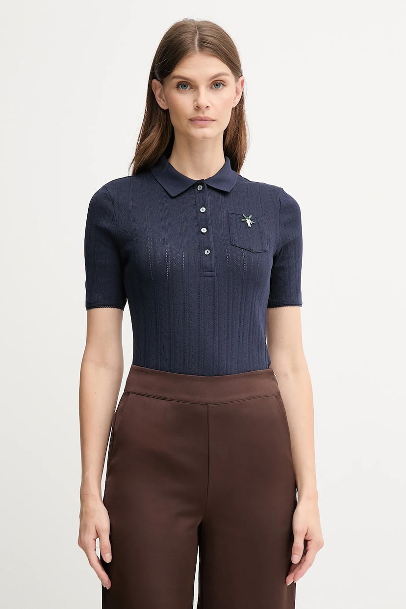Polo majica Lacoste Fitted Ribbed Short-Sleeve Polo Shirt Mornarica | DF5296