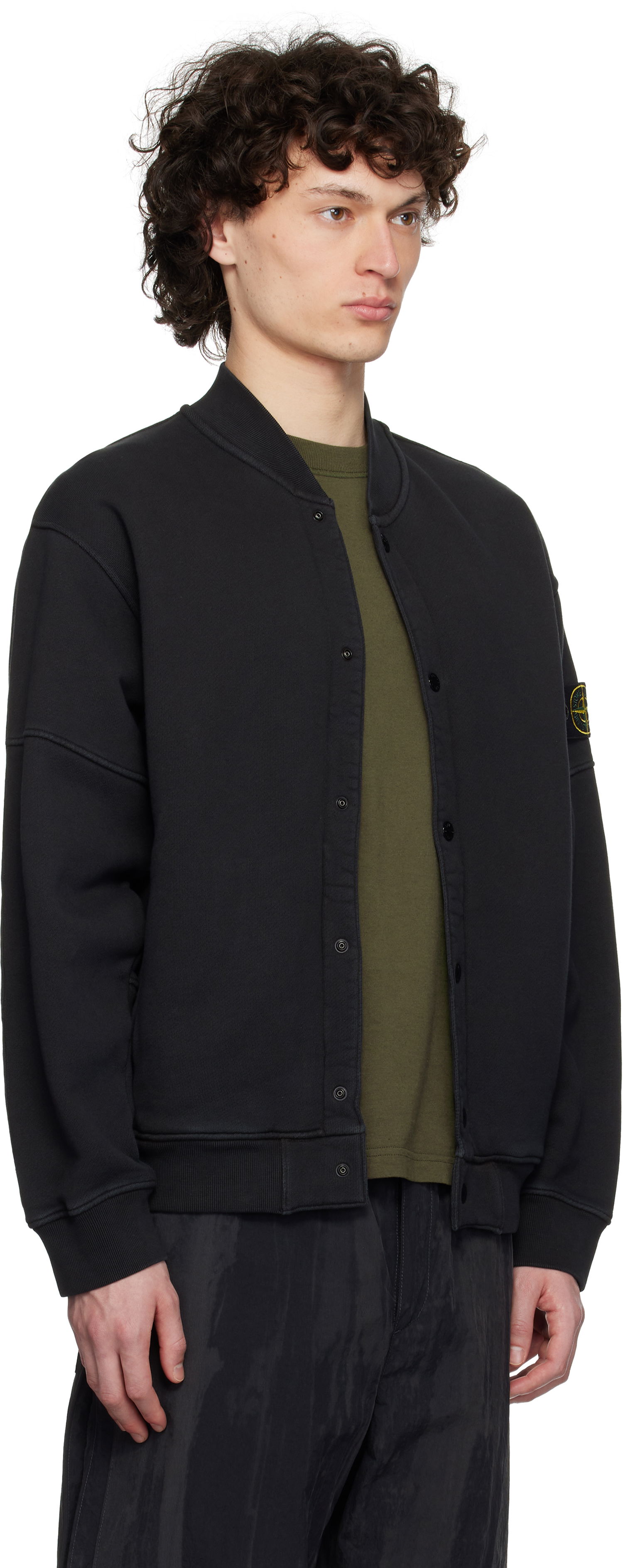 Bomber jakna Stone Island Stone Island Diagonal Fleece Old Effect Bomber Jacket Črna | K1S15 6100034 S0045, 1