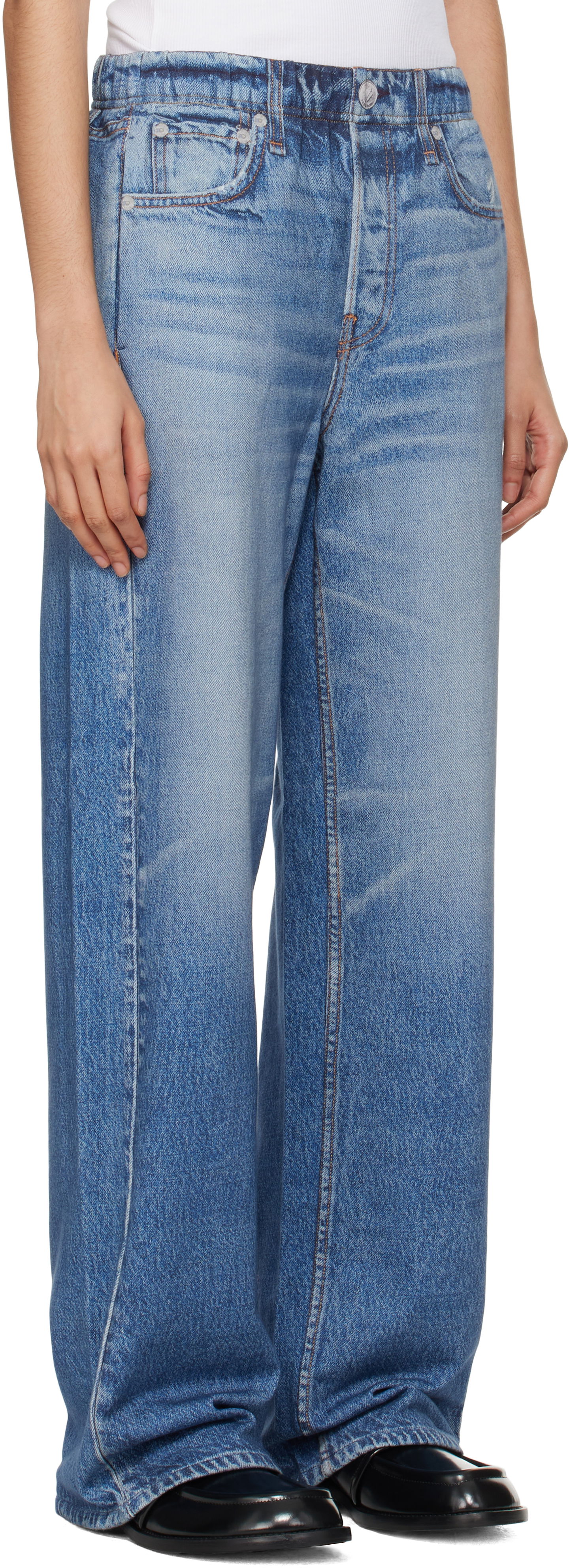 Kavbojke rag & bone rag & bone Miramar Wide-Leg Lounge Pants Modra | WCW23F70018201, 1