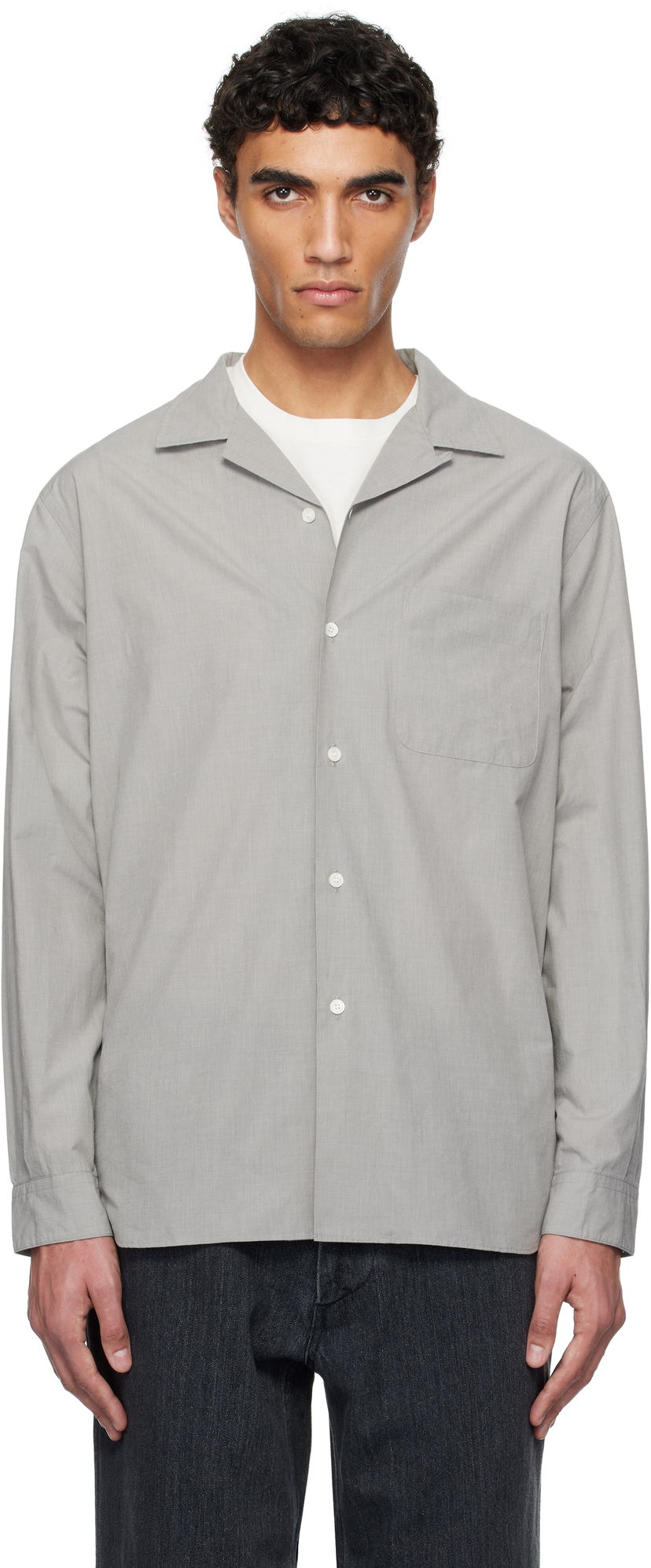 Srajce NANAMICA nanamica Open Collar End-on-End Shirt Siva | S25SG063U