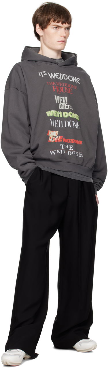 Pulover We11done We11done Multi Logo Print Hoodie Siva | WD-TH2-25-832-U-GY, 3