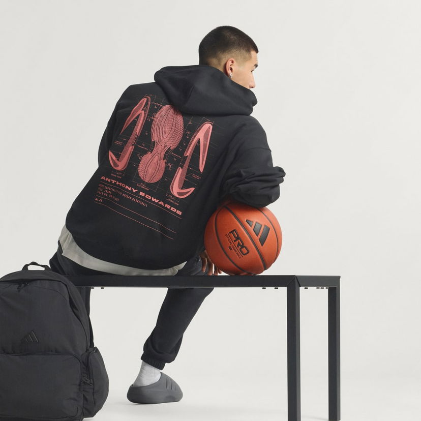 Pulover adidas Performance Hoodie Anthony Edwards Schematic Črna | JM2675