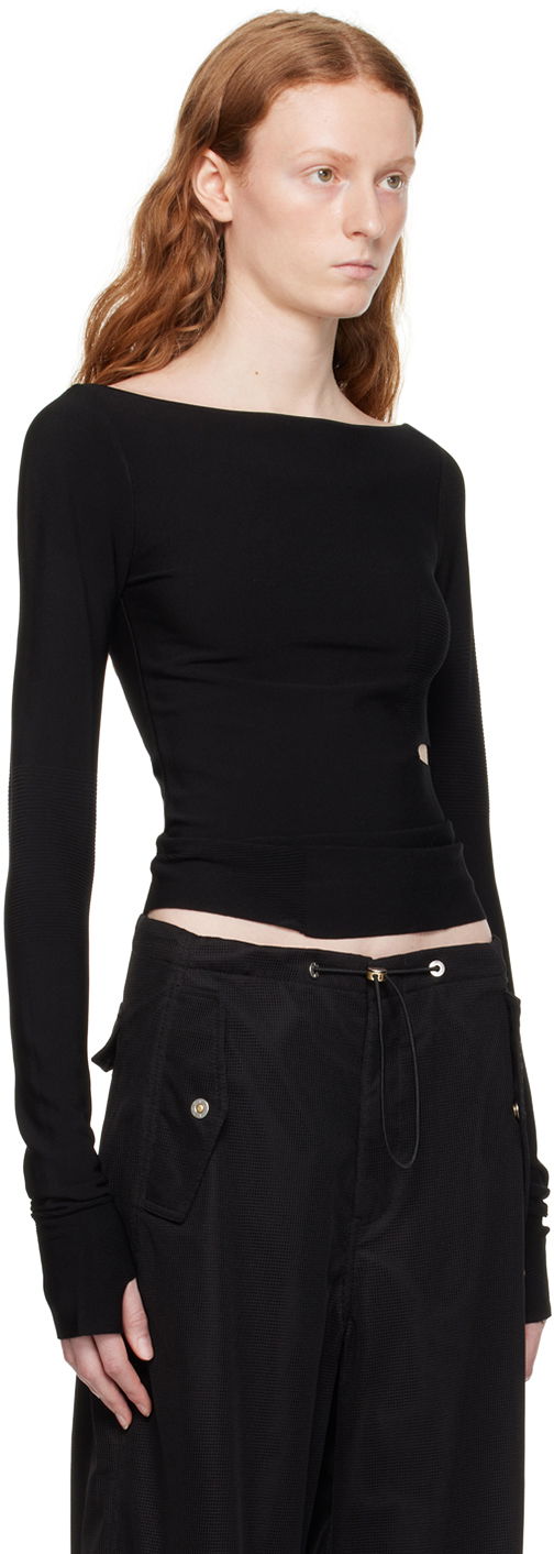 Majica Dion Lee Cinched Slit Long Sleeve Top Črna | C7212P23, 1