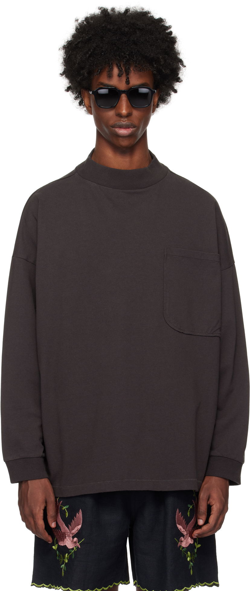 Pleteni pulover Bode Bode Barry Mockneck T-Shirt Rjava | MRF24CS027