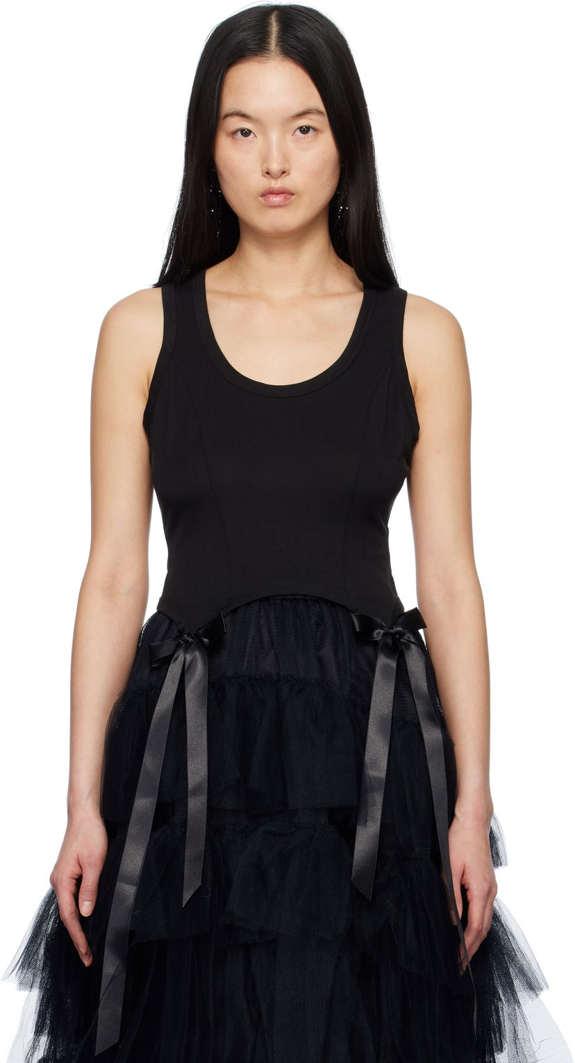 Majica brez rokavov Simone Rocha Simone Rocha Bow Tail Tank Top Črna | 5222 0571
