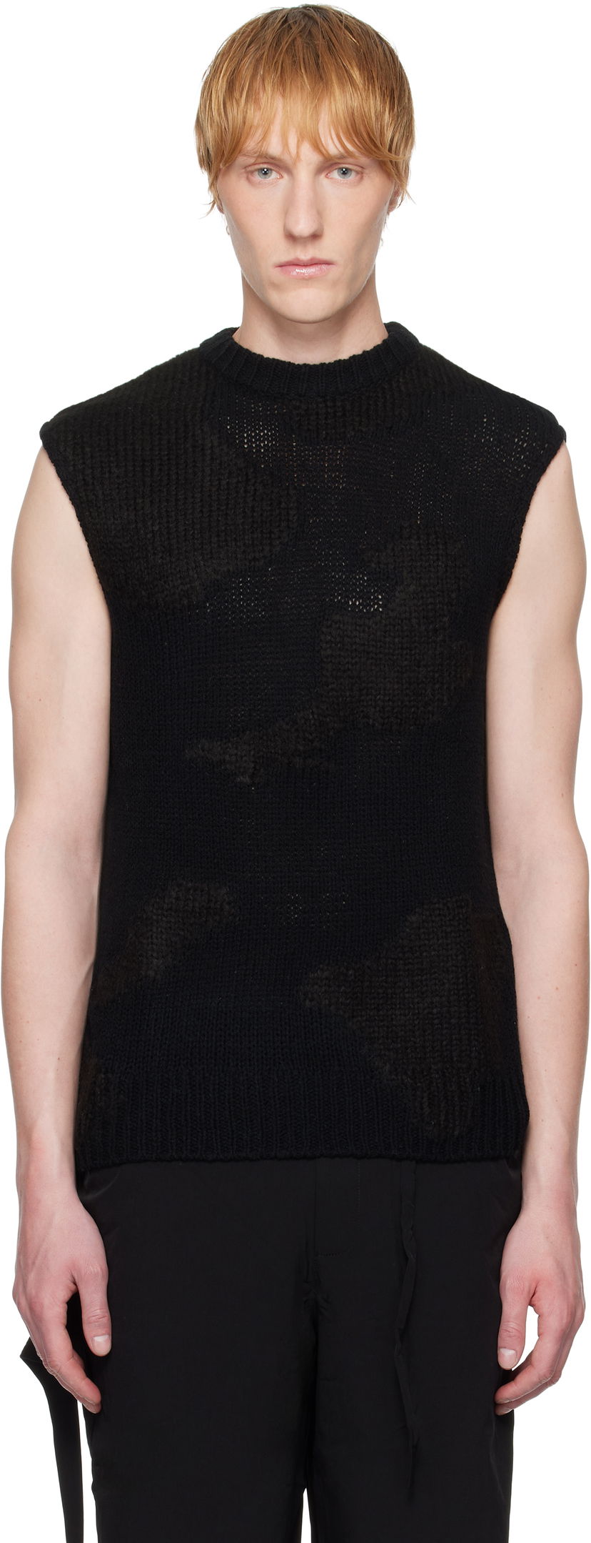 Pleteni pulover HELIOT EMIL HELIOT EMIL Ophiolite Knit Vest Črna | SS25_M_07_074_BLK01