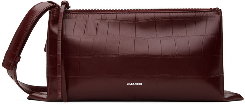 Torbica Jil Sander Empire Small Croc-Effect Leather Shoulder Bag Rdeča | J07WD0051_P7098