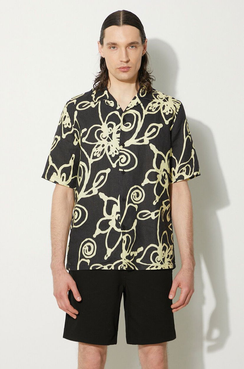 Srajce Samsoe Samsoe Samsoe Samsoe Regular Fit Floral Print Linen Shirt Črna | M23200085