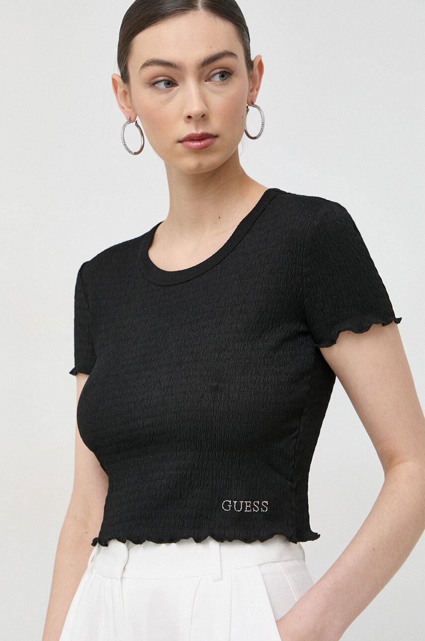 Krop-top GUESS Crop T-Shirt Črna | W3GP34.KBQI0, 0