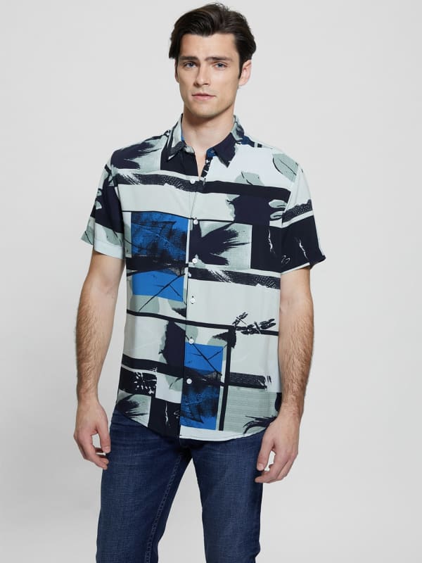 Srajce GUESS All Over Print Shirt Črna | M4GH64WD4Z2
