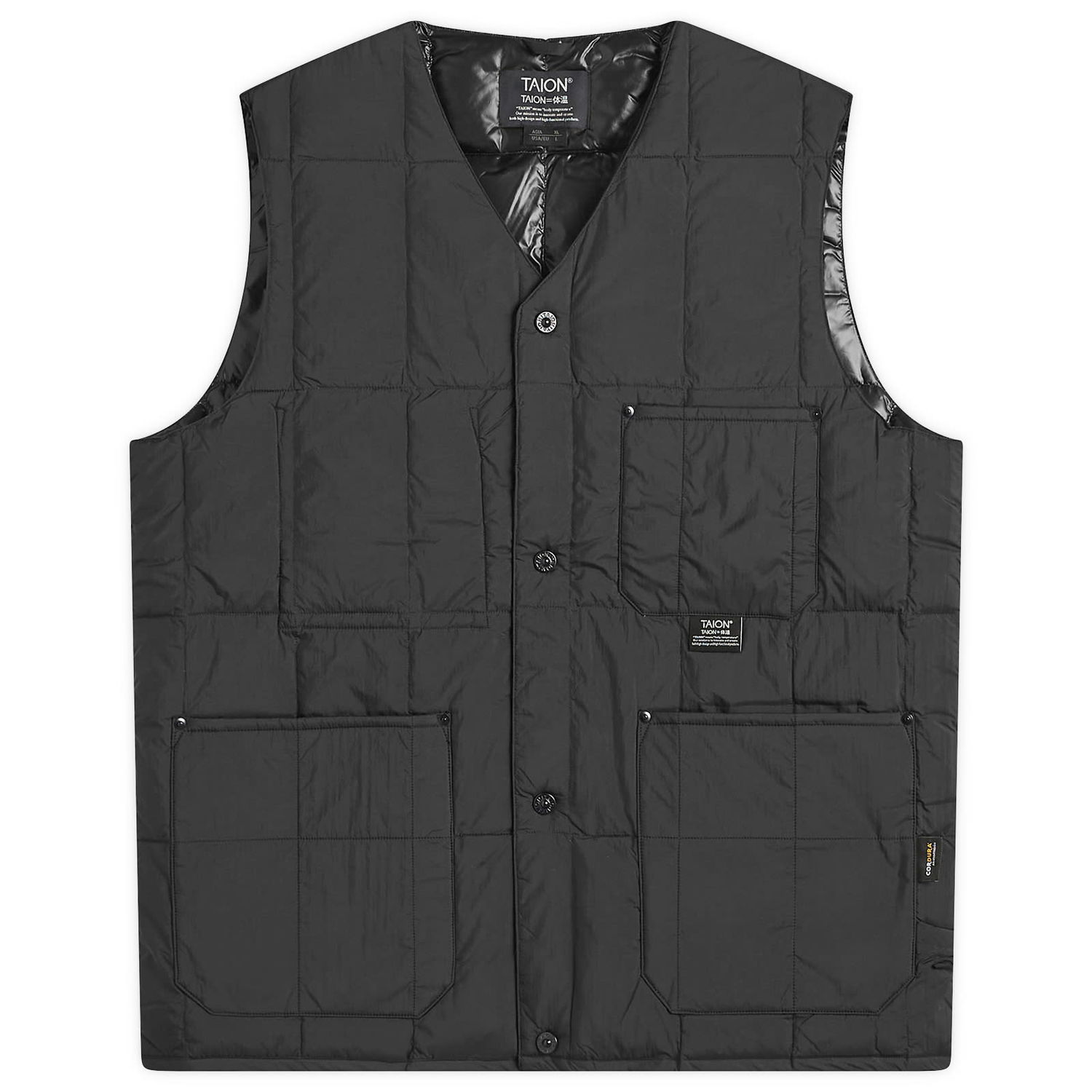 Telovnik TAION Work V-Neck Button Down Vest, Size Small Črna | TAION-001BWK-BLK, 0