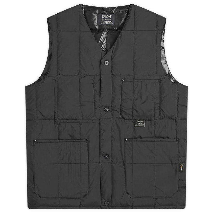 Telovnik TAION Work V-Neck Button Down Vest, Size Small Črna | TAION-001BWK-BLK