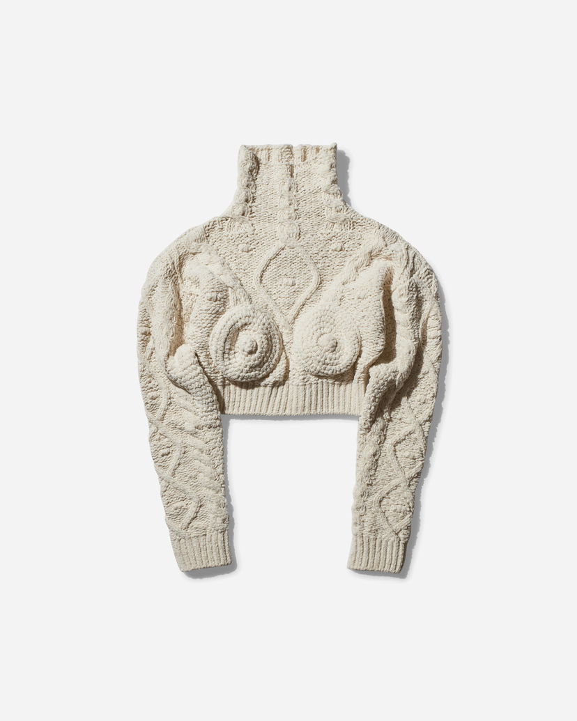 Pleteni pulover Jean Paul Gaultier Conical Turtleneck Sweater Bež | 2431FPL058-M081 64