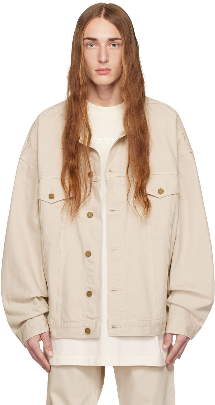 Jakna Fear of God ESSENTIALS Patch Denim Jacket Bež | 202BT234272F