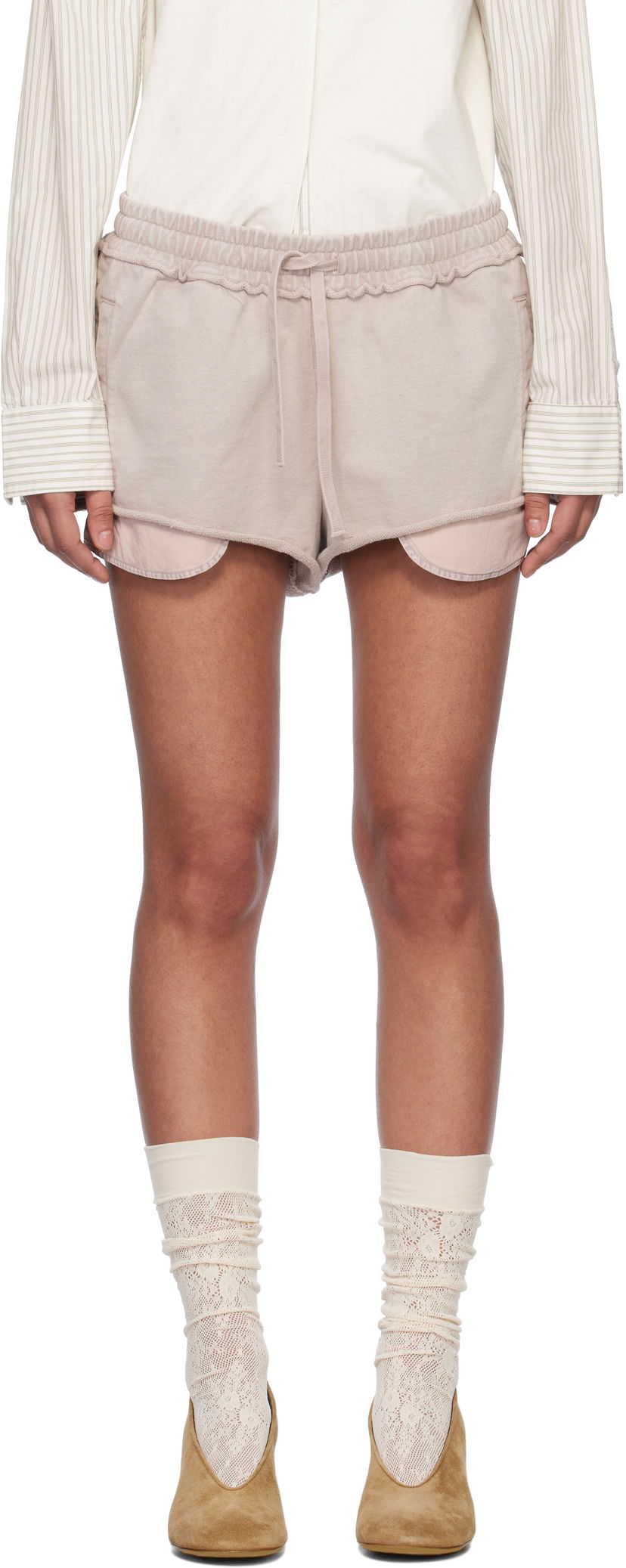 Kratke hlače Acne Studios Acne Studios Appliqué Shorts Roza | AE0080-