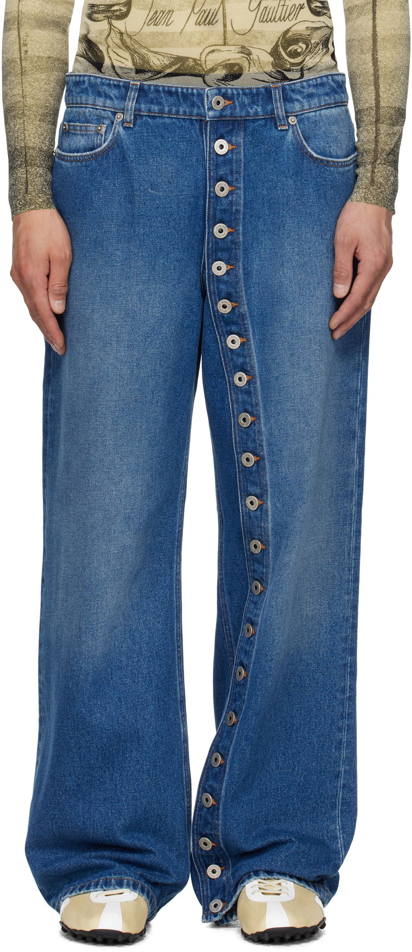 Kavbojke Jean Paul Gaultier Jean Paul Gaultier Buttoned Denim Jeans Modra | 25/34-F-JE175-D013-57