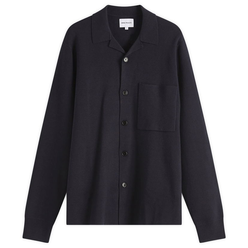 Srajce NORSE PROJECTS Norse Projects Nicolai Merino Cotton Cardigan, Size Large Mornarica | N45-0619-7004