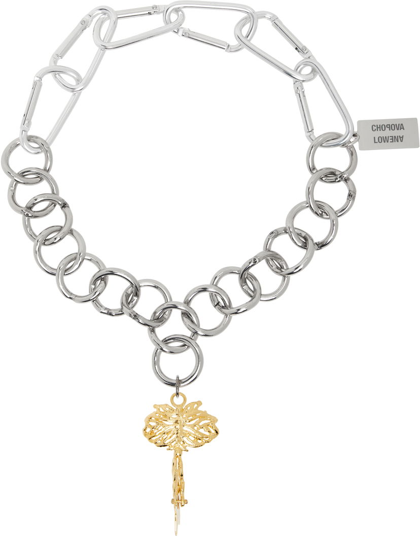 Ogrlica Chopova Lowena Chopova Lowena Fly Away Chain Necklace with Carabiner Clasp and Gold-Tone Pendant Kovinski | 6591
