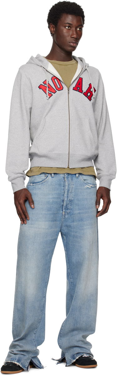 Pulover Noah Noah Arch Appliqué Zip-Up Hoodie Siva | SS194SS25HGY, 3