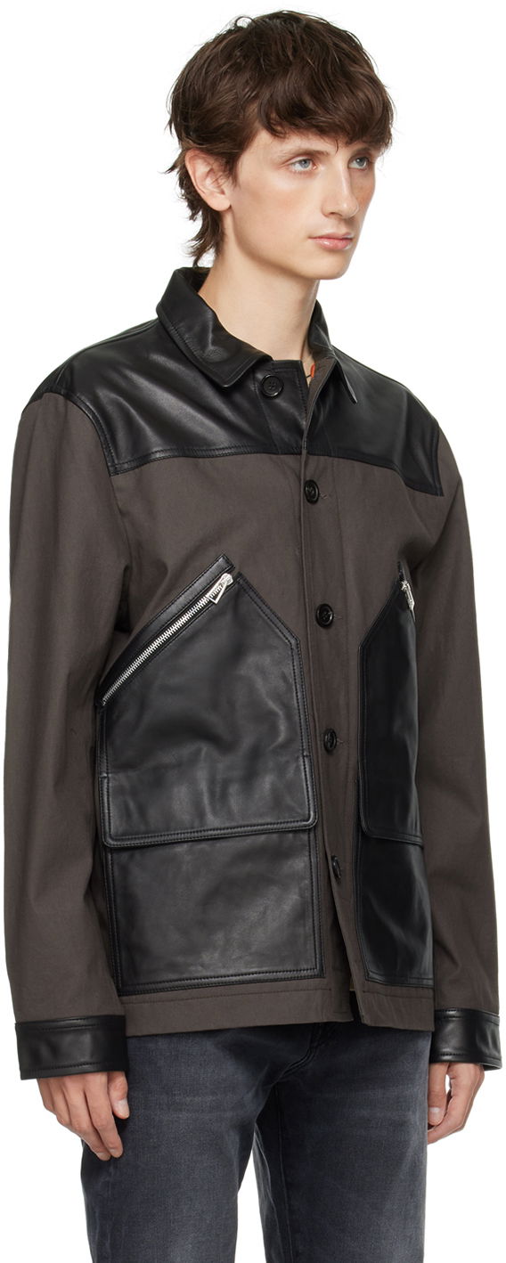 Jakna Paul Smith PS Paul Smith Paneled Leather Jacket Siva | M2R-319YL-L21450, 1