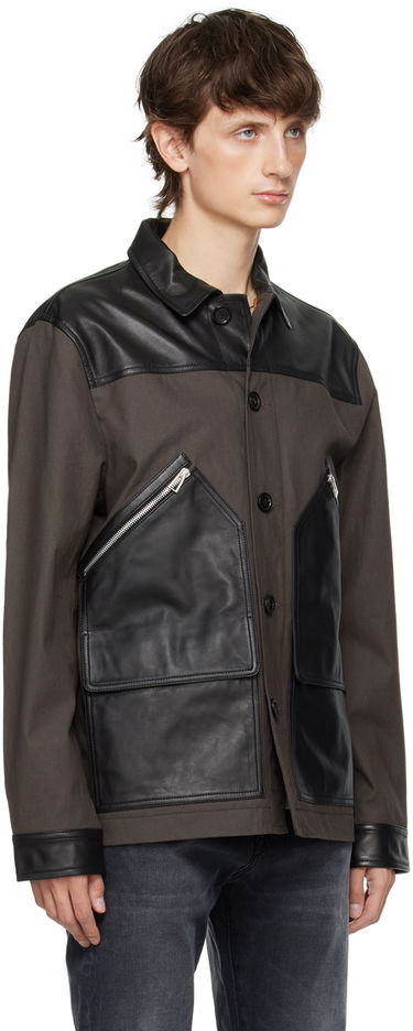 Jakna Paul Smith PS Paul Smith Paneled Leather Jacket Siva | M2R-319YL-L21450, 1